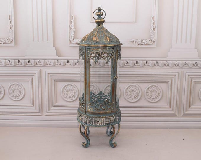 Beautifully Metal Lantern - Ornaments Lamp - Decorated Lantern - Lamp with Light Bulb - Luxury Gift for Home and Garden - Housewarming Gift