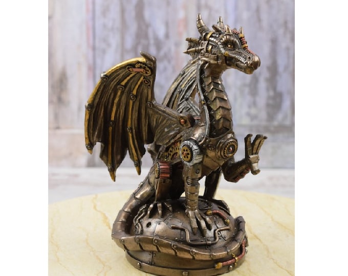 Steampunk Dragon Statue - Dragon Art Work - Impressive Figure - Steampunk Sculpture - Home Decor - Collector Item