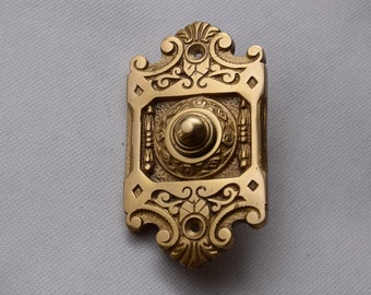 Polished Brass Door Bell Button: Elegant Antique Art Deco Style