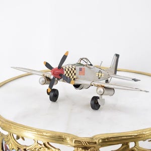 Large Vintage Military Airplane - P-51D  American Old Classic Metal Model - Toy Gift Idea - Old School Collector Item - Home Decor
