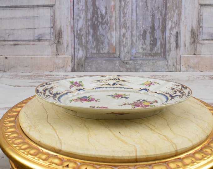 Painted Plateau Porcelain - Handmade Porcelain with Flowers Design - Vintage Bowl - Kitchen Decor - Gift Idea for Wedding