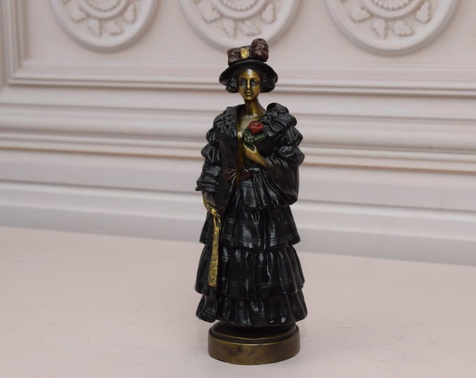 Act Woman in Fur - Pretty Female Bronze Sculpture - Vintage Vienna Bronze - Figure Act - Gift Idea - Home and Decor - Mature Conent