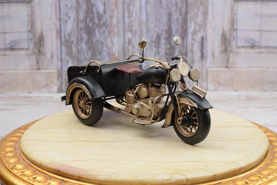 Modello Moto Retrò In Metallo Boerni - Decorazione Desktop 20x11x8cm Per Appassionati Di Moto - Foto 5