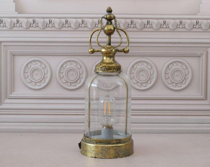 Beautifully Metal Lantern - Bent Glass Lantern - Decorated Lantern with Glass Windows - Luxury Gift for Home and Garden - Handmade Lamp