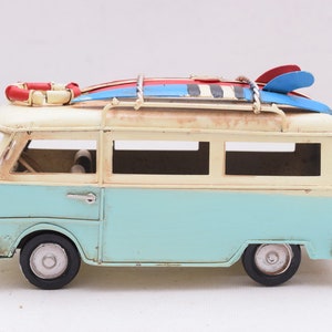 Blue Surf Bus Van California Vintage Car Old Metal Model Toy Auto Gift Idea Old School