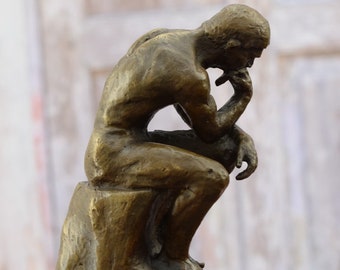 考える人ブロンズ像：オーギュスト・ロダン作 大理石台座の彫刻 - Etsy