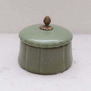 Painted Green Porcelain Casket - Art Nouveau Vintage Luxury Gift -
