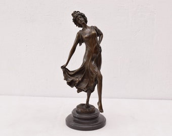 ブロンズバレリーナ像：大理石の台座に置かれたダンサーの彫刻 - Etsy 日本