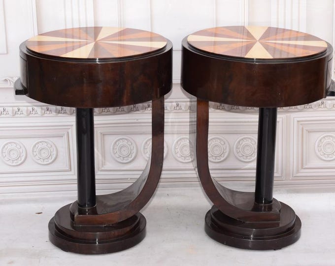 Art Deco Bedside Tables - Art Deco Table - Bent Wood Night Stand - Chest of Drawers - Wooden Table - Home Decor - Bedroom Decor