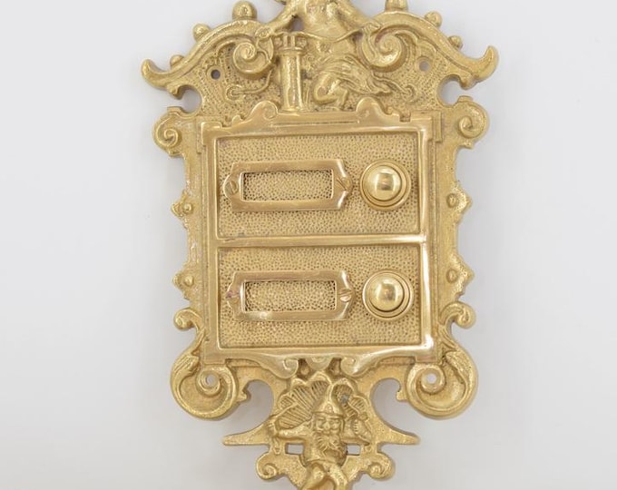 Double Bell Button Door - Polished Brass, Elegant Art Deco Style with Angel Motif, Perfect Gift Idea for Hotel or Home