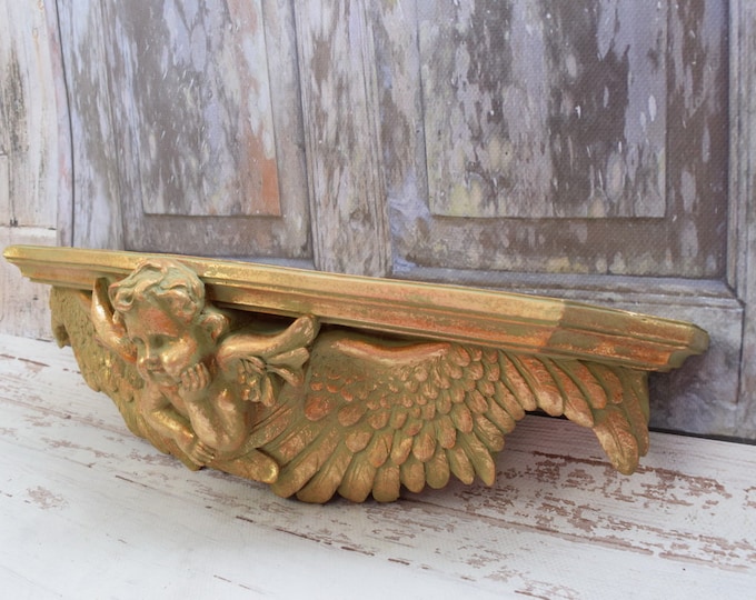 Gold Wall Console - Shelf Vintage Style - Shelf Gold Hanging - Wall Console Angel - Wall Decor - Home Decor - Gift for Housewarming