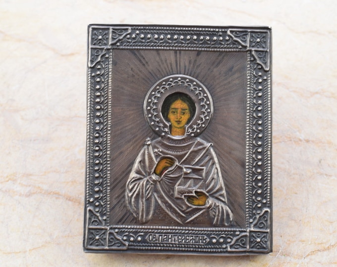 Antique Silver Icon Travel - Silver Orthodox Icon - Russia Silver 84 - Religious Icon - Handmade Icon - Art & Collectibles - Gift Idea