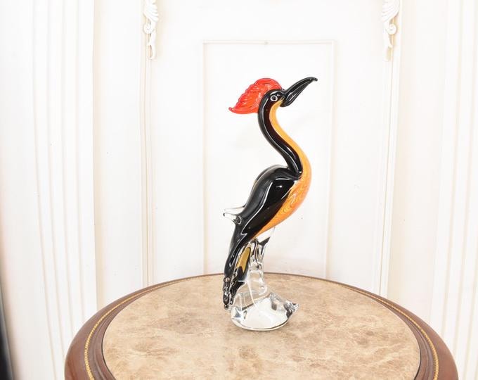 Large Murano Style Glass Crane Statue – Italian Home Decor