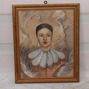 Pintura Antiga - Retrato Mulher Witkacy 1929 - Pintura Antiga em Caixa - Desenho Pastel Art Nouveau - Decoração para Casa - Decoração de Parede - Arte de Parede