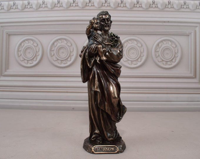 Saint Joseph with Baby Jesus - Holy Family Josef Sculpture - Saint Figurine - Home and Church Decor - Gift Idea