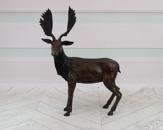 Amazing Large Deer Bronze Sculpture - Hunting Bronze Statue – Hunter Deer Art - Perfect Wildlife Home Decor & Gift