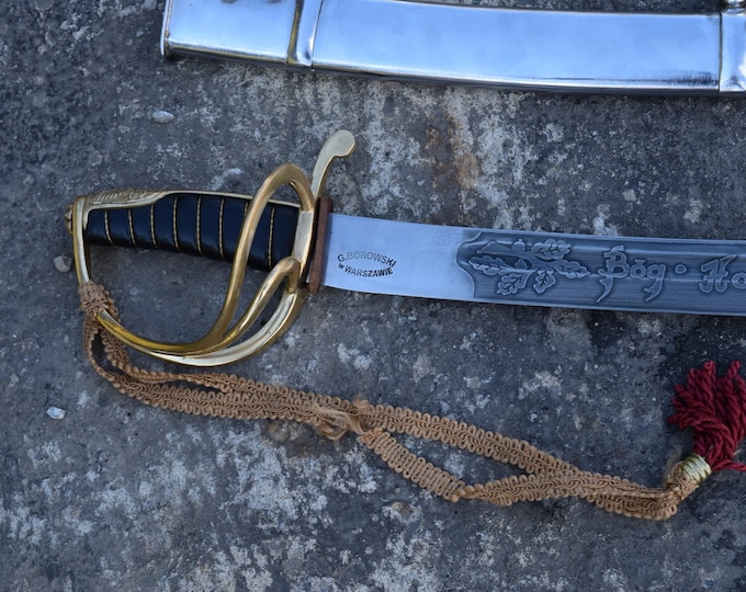 Polish Saber with Scabbard - Pattern 1921 Borowski Warszawa - Officer Polished Saber - Bog Honor Ojczyzna - Military Gift - Home Decor