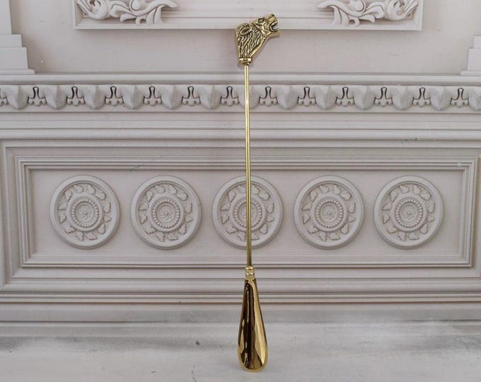 Brass Shoe Horn - Head Lion - Vintage Brass ShoeHorn Anchor - Housewarming Gift - Home Decor - Interior Design - Shoes Decor
