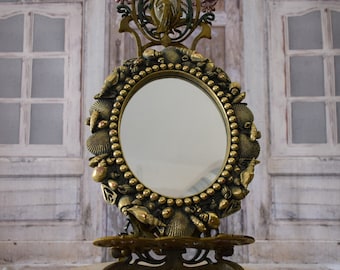 Incroyable miroir de style Art nouveau - Miroir en cristal doré - Art mural - Idée cadeau élégante - Décoration de jardin - Cadeau pour mariage