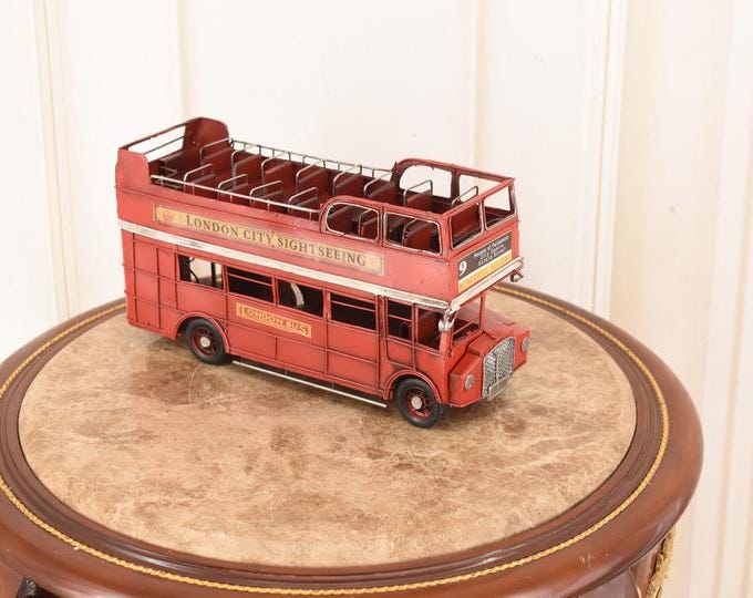 Vintage Red English Double Decker Bus: Collector's Home Decor (12.20" Length)