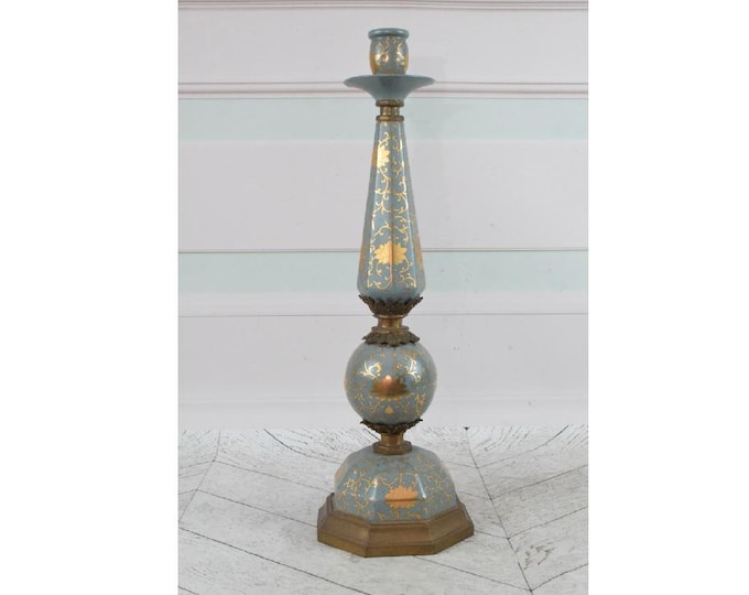 Large Porcelain and Bronze Candlestick, Candelabrum Floral Design,  Candlestick Stand, Gift Idea, Home Decor, Porcelain Gift