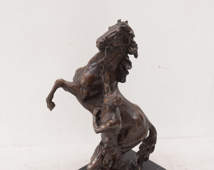 Horse and Rider "Marly Horses" by G. Cousteau Bronze Sculpture Figurine Statue  Art Nouevau Style Gift Idea for -