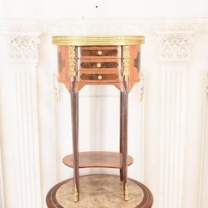 Commode French Louis XVI  Style - Night Stand - Chest of Drawers - Wooden Table Bronze Ornaments