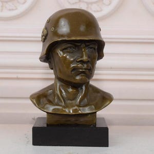 Soldaat met helm - buste soldaat Amerikaanse man - bronzen figuur soldaat - exclusief bronzen cadeau voor soldaat - decoratie voor thuis en op kantoor