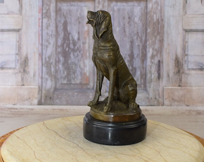 Beagle Dog Bronze Statue on Marble Base - Dog Figurine Statue on Marble Base - Exclusive Bronze Foundry Mark - Home Decor