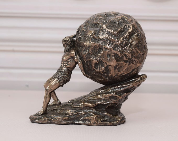 Sisyphus Statue - Greek Mythology - Sisyphus pushing the Eternal Rock Figure - Art Work Statue - Home and Office Decor - Gift Idea