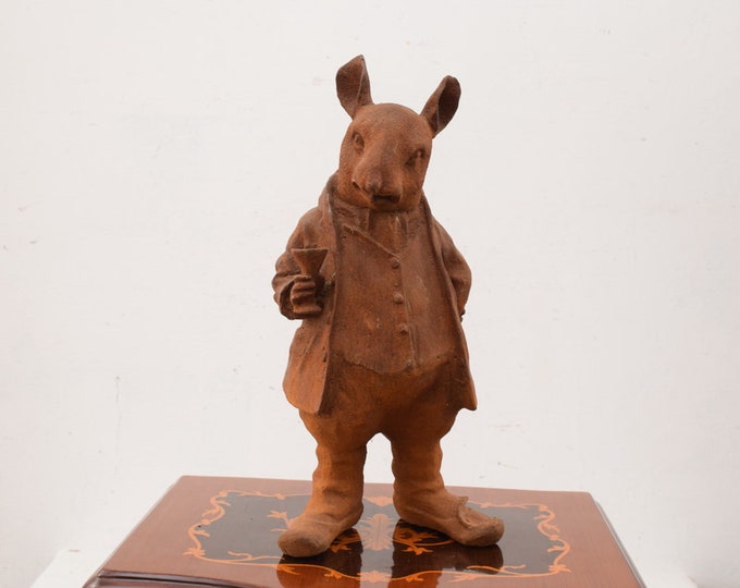 Cast Iron Rat with Drink - Rustic Cast Iron Rat - Amazing Garden Statue - Home and Garden Statue - Gift Idea - Art Work Rat