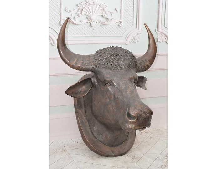 Large Bronze Bull Head Wall Sculpture – Corrida Taurus Statue, Rustic Wall Art, Office & Home Decor, Western Gift Idea, Animal Head