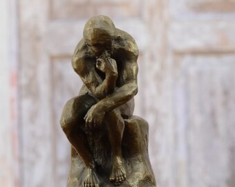 【オーギュスト・ロダン/A・Rodin】ブロンズ銅『考える人』置物 大理石台 考える人ブロンズ像：オーギュスト・ロダン作 大理石台座の彫刻 - Etsy
