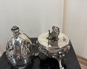 Tsar Silver Sterling Egg - Silver 84 Imperial Russia - Art Work Old Silver - Natural Stone - Tsar Russia Two Eagles - Silver Lion Gift Idea