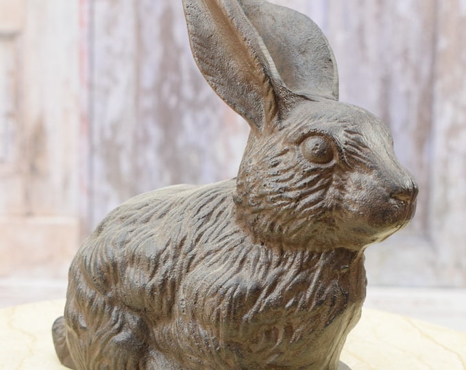 Cast Iron Funny Rabbit Statue - Amazing Hare Animal Sculpture - Elegant Vintage Figurine - Art Deco Style - Home and Garden Decor
