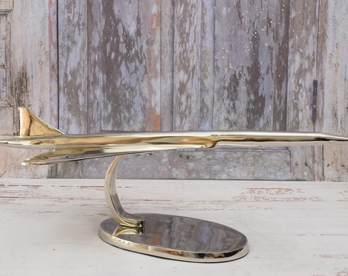 LARGE Aluminum Model Aircraft - Concorde Silver Airplane - Elegant Gift for Pilot - Home Decor - Aircraft Decor - Good Gift Idea