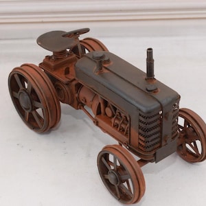 Vintage Metal Model Tractor - Amazing Brown Old Iconic Tractor - Metal Model Toy - Gift Idea Old School Tractor - Home Decor Gift for Farmer