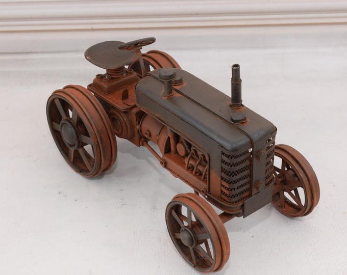 Vintage Metal Model Tractor - Amazing Brown Old Iconic Tractor - Metal Model Toy - Gift Idea Old School Tractor - Home Decor Gift for Farmer