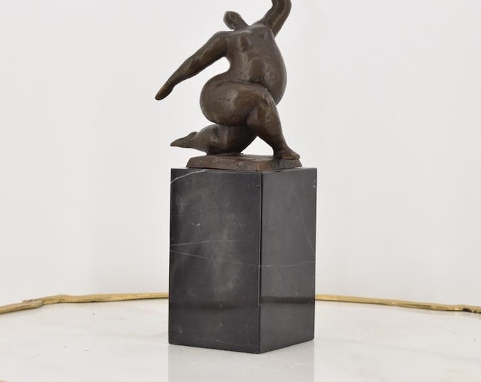 Fat Ballerina Bronze Statue on Marble Base - Dancer Act Sculpture  - Dance Trophy - Dancing Woman - Home Decor - Gift Idea