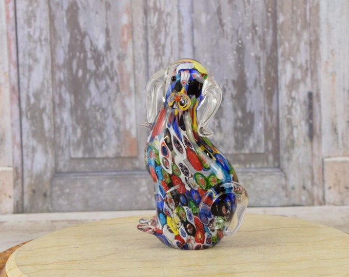Colorful Dog Murano Style - Amazing Funny Dog Glass - Sculpture Murano from Italian - Richly Decorated - Home Decor - Good Gift Idea