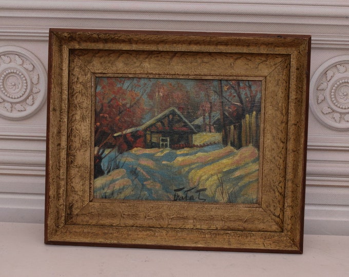 Antique Painting Landscape Winter - Filipkiewicz Art Work Painting - Polish Landscape - Wall Home Decor - Nice Goldene Frame - Unique Gift