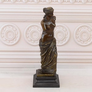 Escultura de bronce de Venus de Milo - Escultura de bronce de Afrodita sobre base de mármol - Gioddess griega antigua - Figura de bronce - Decoración del hogar - Idea de regalo