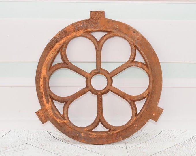 Cast Iron Frame Window - Round Shutter Crate in Rustical Brown – Perfect Gift for Home & Garden Decor - Housewarming Gift - Garden Art