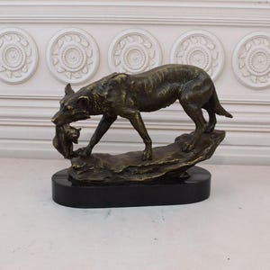 She-wolf with Baby Bronze Statue on Marble Base - Richly Decorated - Foundry Mark - Home Decor - Unique Statue Limited Edition Bronze