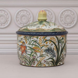 Unique Antique Porcelain Casket - Flowers Design - Unique Box with Floral and Birds Design - Home Decor - Gift for Wedding