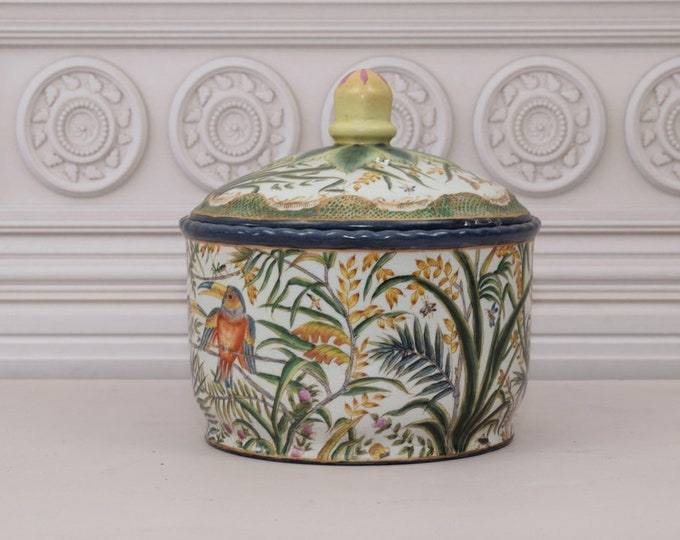 Unique Antique Porcelain Casket - Flowers Design - Unique Box with Floral and Birds Design - Home Decor - Gift for Wedding