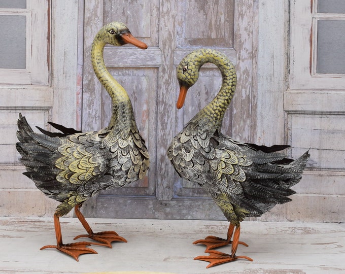 Large Loving Ducks - Couple Ducks - Duck Statue - Pair Garden Ducks - Iron Ducks Figurines - Realistic Duck Statues - Garden Decorations
