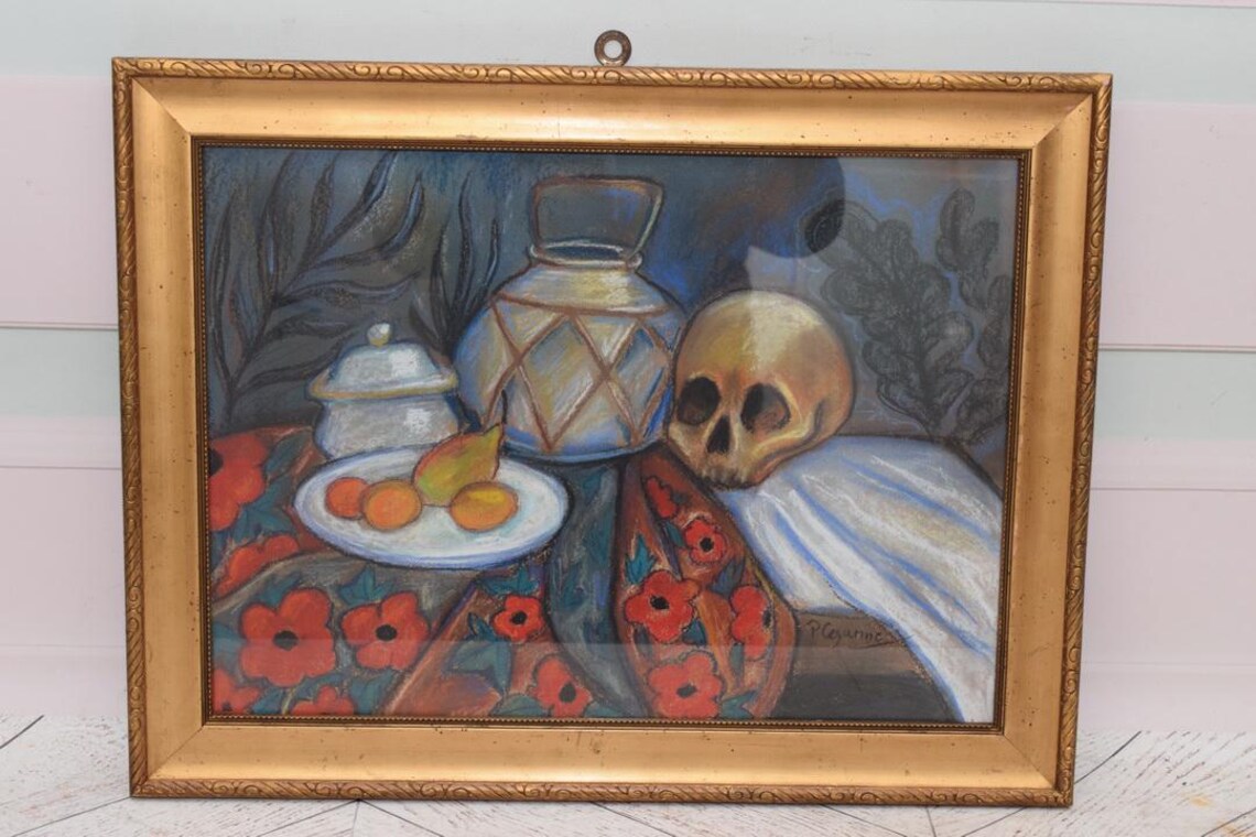 Vintage Memento Mori Painting: Skull Still Life, Cezanne Style - Etsy