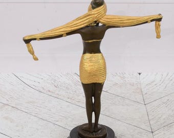 ブロンズ製の踊り子像 - 金メッキのアールデコ彫刻 - Etsy 日本