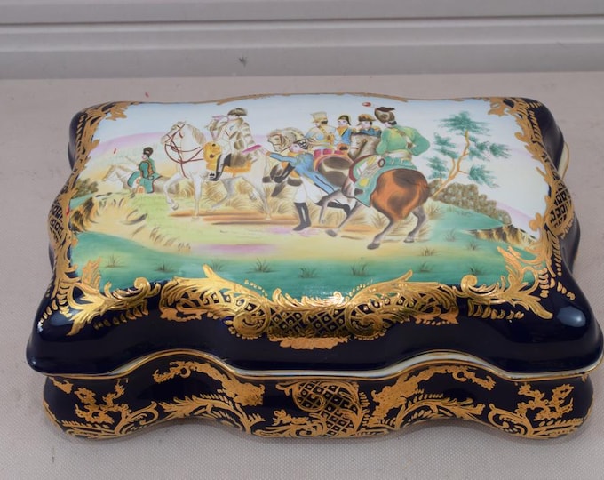 Unique Porcelain Casket with Painting - Foundry Mark - Goldene Porcelain Vintage Porcelain Box - Home Decor - Gift for Wedding - Unique Item